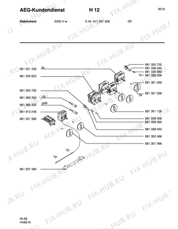 Взрыв-схема плиты (духовки) Aeg 5330V-W - Схема узла Section6